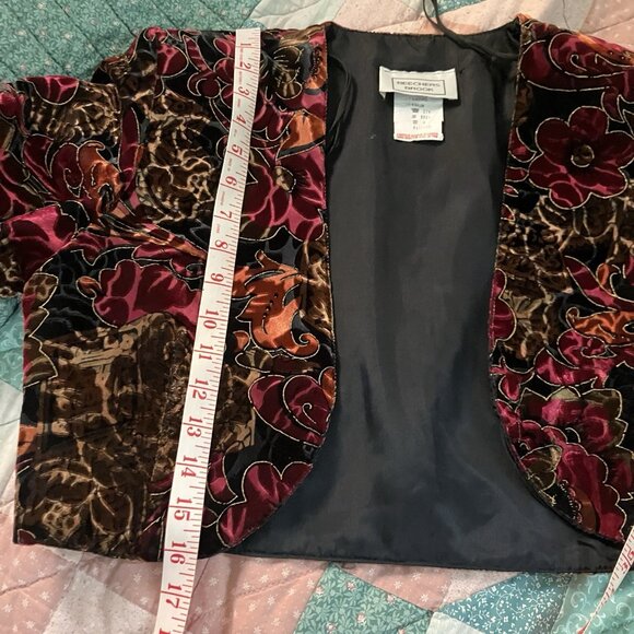 Vintage Beechers Brook Velvet Bolero Jacket Womens M Whimsigoth Floral Shrug - Picture 6 of 7